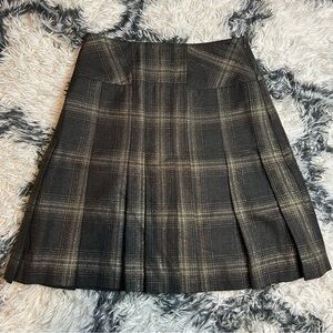 Manoukian Metallic Thread Plaid Pleated Skirt